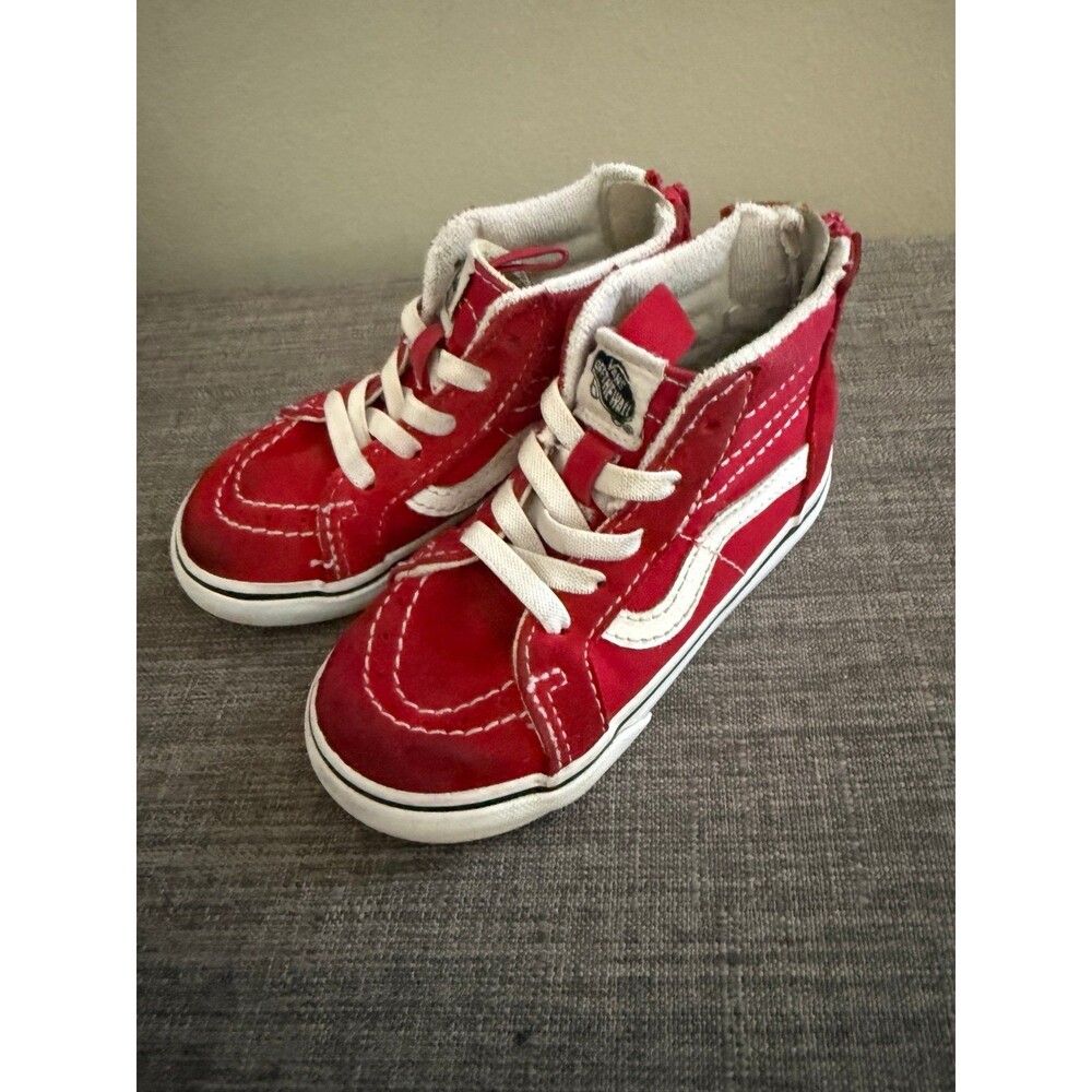 Baby Toddler Vans Sk8-Hi Red Suede Hight tops Size 8